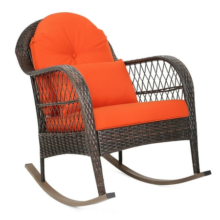 Costway Outdoor Patio Rattan Wicker Rocking Chair Rocker Cushion Pillow Garden Deck Canada Costway Outdoor Patio Rattan Wicker, Rocking Patio Chair Canada
