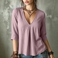 thumbnail image 2 of Womens Deep V Neck Top Flowy Swing Shirt, Long Sleeve Shirts for Women Blouses Beach Tops Pink M(M), 2 of 9