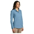 thumbnail image 4 of Port & Company Womens Carefree Poplin Long Sleeve Shirt Carolina Blue 2X-Large, 4 of 4