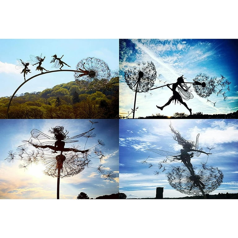 Yejaeka Garden Metal Sculptures Flower Fairy Elf Dandelion Mythical Com Yejaeka Garden Metal Sculptures Flower, Garden Metal Sculptures Flower Fairy Elf Dandelion Mythical