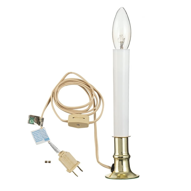 Darice Brass Plated Electric Candle Lamp with On Off Switch, 9 Inches