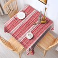 thumbnail image 2 of Red Christmas Geometric Snowflake Pattern Square Tablecloth,Waterproof Square Table Cover,Wipeable Spillproof Washable Table Cover for Home Kitchen Party Decor 60"x60"(152x152cm), 2 of 6