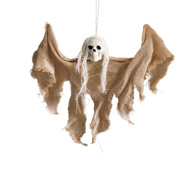 Floleo Halloween Skeleton Hanging Ghost Decoration with Adjustable Arms – Spooky Gauze Prop for Party Haunted Scene, Indoor Covered Outdoor Display