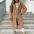 thumbnail image 2 of Yuanlong Womens Coats Winter Long Sleeve Button Front Plain Turn-Down Collar Plush Coat Daily Warm Soft Outerwear Jacket, 2 of 5