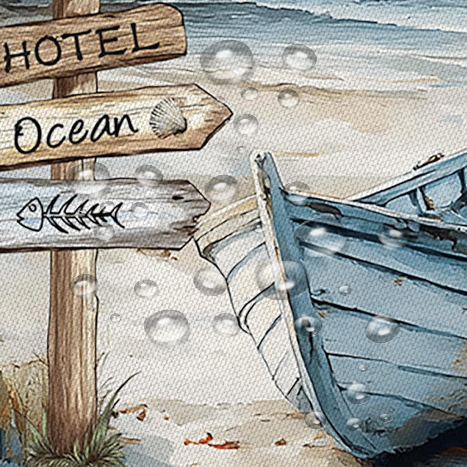 Nautical Coastal Shower Curtain Ocean Beach Lighthouse Seasides Sailboat Seagull Wild Grass Sea Waves Watercolor Seascape Bath Curtain Fabric Bathroom Accessories Decor with Hooks 72"W x 72"L