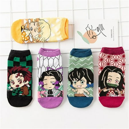 

5 Pairs Anime Demon Slayer: Kimetsu no Yaiba Crew Socks Characters Low Ankle Socks for Adult Kid fans