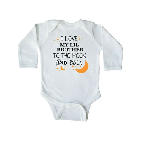 

Inktastic I Love My Lil Brother To The Moon and Back Gift Baby Boy or Baby Girl Long Sleeve Bodysuit