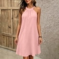 thumbnail image 6 of ClodeEU Women's Halter Sleeveless A-Line Mini Dress, Casual Summer Dress Pink,Women's Plus S, 6 of 8