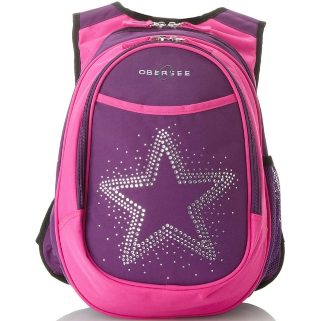 O3KCBP003 Obersee Mini Preschool All-in-One Backpack for Toddlers and Kids with integrated Insulated Cooler | Bling Rhinestone Star