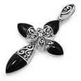 thumbnail image 1 of Sterling Silver 20" .8mm Cross Round Pointed Arm Black Onyx And Filigree Pendant Necklace, 1 of 2