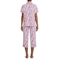 thumbnail image 5 of Secret Treasures Short Sleeve Collared Printed Pajamas (Women's Plus) 2 Piece Set, 5 of 6