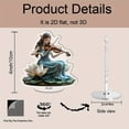 thumbnail image 2 of Rotating acrylic ornament featuring a beautiful elf violinist on a lotus in a blue dress with long hair in bohemian style, 2 of 8