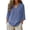 Dark blue, variant on Womens Casual V Neck Blouse 3/4 Sleeves Summer Tops Loose Fit Linen Shirts Beach Vacation Clothes by Gbobgt Black L