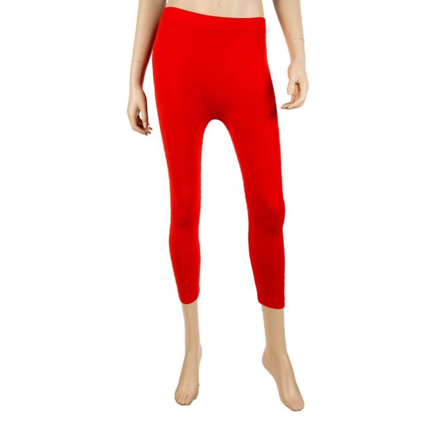 LAVRA Women's Capri Calf Length Color Leggings-Red