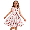 thumbnail image 2 of Girls Cherry Dresses Sleeveless Crewneck Cherry Print Fitted Summer Casual Girls Fun Dress Size 5-6Y, 2 of 4
