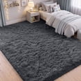 thumbnail image 2 of Nefoso Shag Area Rug, 5ft x 7ft Soft Fluffy Area Rugs for Living Room Bedroom Modern Decor Carpet, Dark Gray, 2 of 11