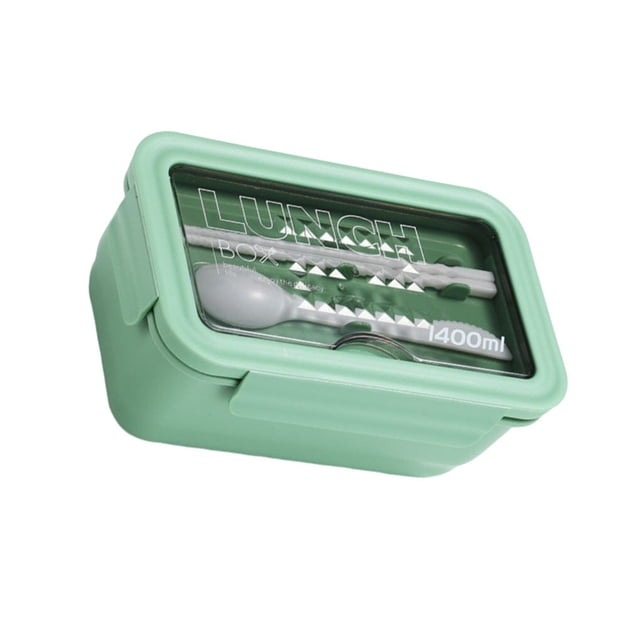 Yuarrent Fiambrera Estuche para estudiantes Horno Resistente al calor Cajas de mantenimiento fresco con cuchara Palillos Sellado 3 Rejilla Cocina y Comedor Verde