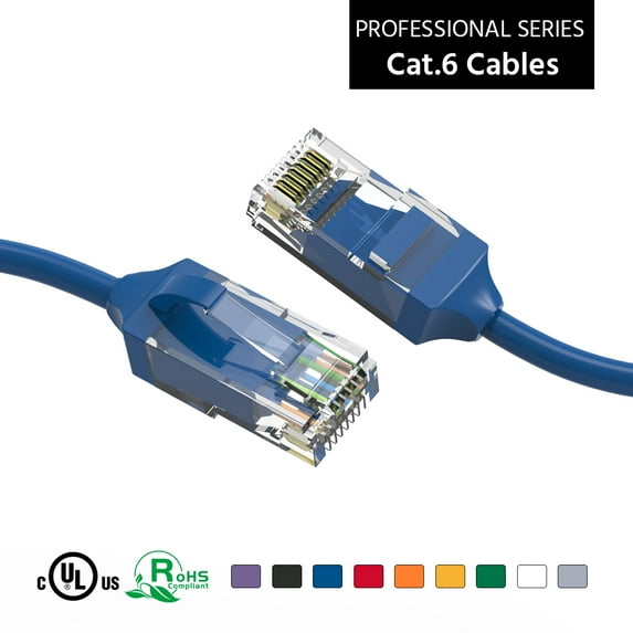 ACCL 1Ft Cat.6 28AWG Slim Ethernet Network Cable Blue, 3 Pack
