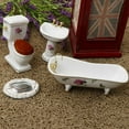 thumbnail image 3 of 1/12 Dollhouse Porcelain White Bathroom Suite Furniture Set Toilet Sink Mirror and Bathtub, Dolls House Life Scene Ornament, 3 of 5