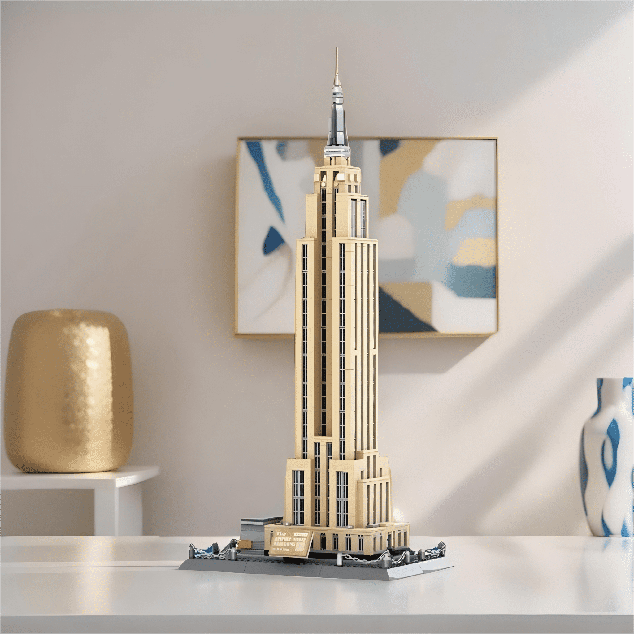 Empire State Architecture Building Blocks Sets, Skyline Architecture Model Kits, Home Office Table Centerpiece