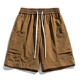 thumbnail image 5 of LTTVQM Men's Cargo Shorts Elastic Waistband Drawstring Summer Casual Cotton Shorts Relaxed Fit Lightweight Workout Short Pants with 4 Pockets Coffee L, 5 of 5