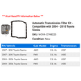 thumbnail image 2 of Automatic Transmission Filter Kit - Compatible with 2004 - 2010 Toyota Sienna 2005 2006 2007 2008 2009, 2 of 2