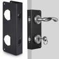 thumbnail image 1 of Placa de refuerzo de cerradura y puerta, refuerzo de cerradura de puerta de doble orificio, protector de puerta de acero inoxidable con respaldo de 2-3/8", refuerzo de jamba de puerta para puertas de, 1 of 7