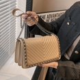 thumbnail image 3 of Retro Chic Argyle Pattern PU Messenger Bag - Buckle Closure, Polyester Lining, Crossbody Shoulder Strap, Versatile Rhombus Shape, Stylish French Inspiration - Perfect for Everyday Use, 3 of 6