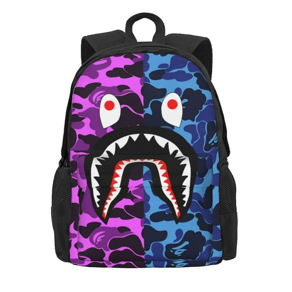 Bape Shark Camo Kids Backpacks School Bag Bookbag Casual Daypack Backpacks For Travel Hiking