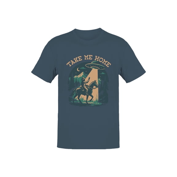 Take Me Home UFO Cowboy Design Men's T-shirt