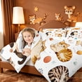 thumbnail image 3 of meiyoeat Cute Cartoon Kitten King Size Comforter Sets,Cute Animal Cat Comforters King Size For Girl,Reversible,3 Pieces,1 Comforter And 2 Pillowcases, 3 of 7