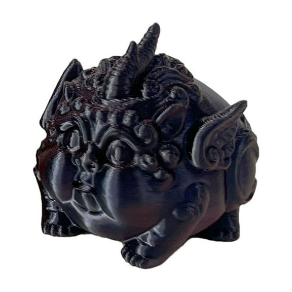 Black Black Pixiu Figurine Wealth Fortune, 3D Printed Desk Ornament Chinese Mythology, Decor Tea Pet Home Office Blessing Gift