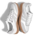 thumbnail image 6 of LUCKY STEP Womens Classic Retro Gum Sole Fashion Sneakers Genuine Leather Anti Slip Casual Shoes,White&Grey, 6 of 6