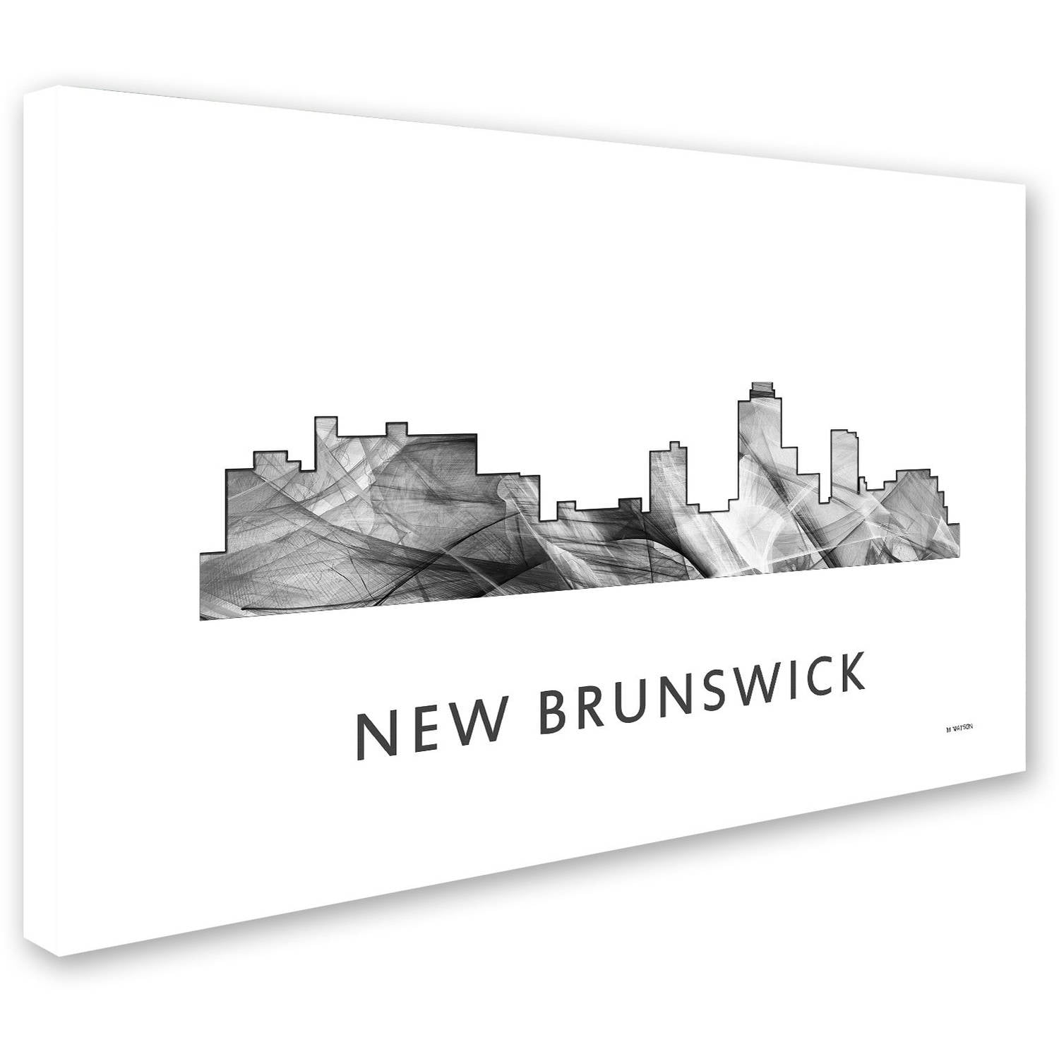 Trademark Fine Art 'New Brunswick NJ Skyline WB-BW' Canvas Art by Marlene Watson