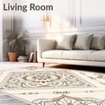 thumbnail image 2 of ODIKA 4'x6' Machine Washable Non-Slip Area Rug, Artisan Boho Medallion Interlocking Motif High Traffic Rug, Beige, 556351, 2 of 7