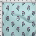 thumbnail image 3 of oneOone Viscose Jersey Baby Blue Fabric Floral Block Craft Projects Decor Fabric Printed By The Yard 60 Inch Wide, 3 of 5