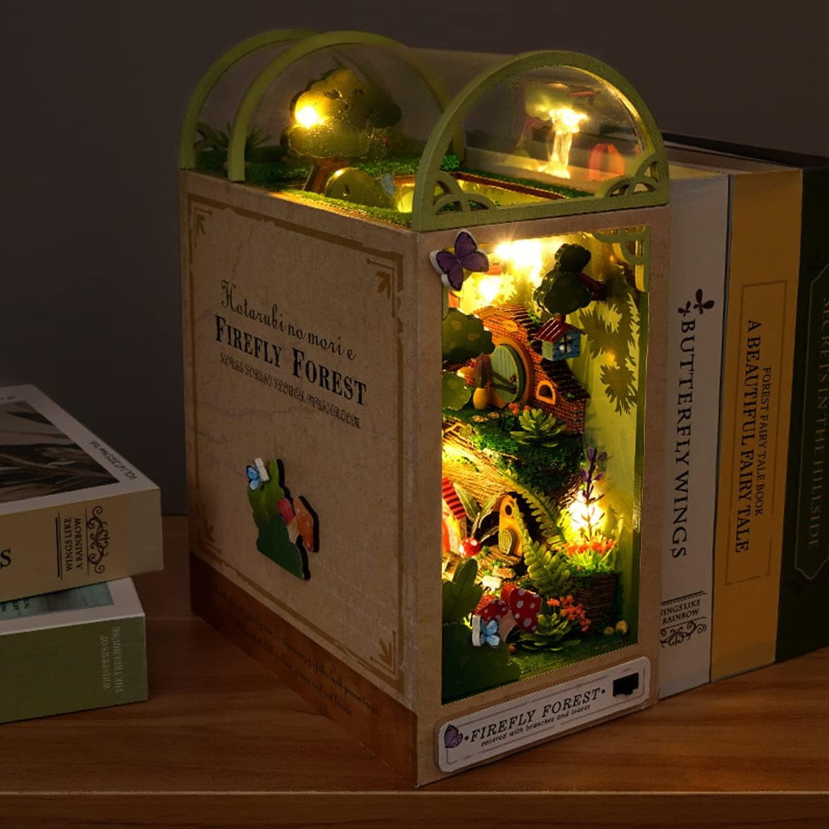 Book Nook Miniature Kit DIY Wooden Dollhouse Book Nooks for Bookshelf Decor Bookends Crafts for Adults