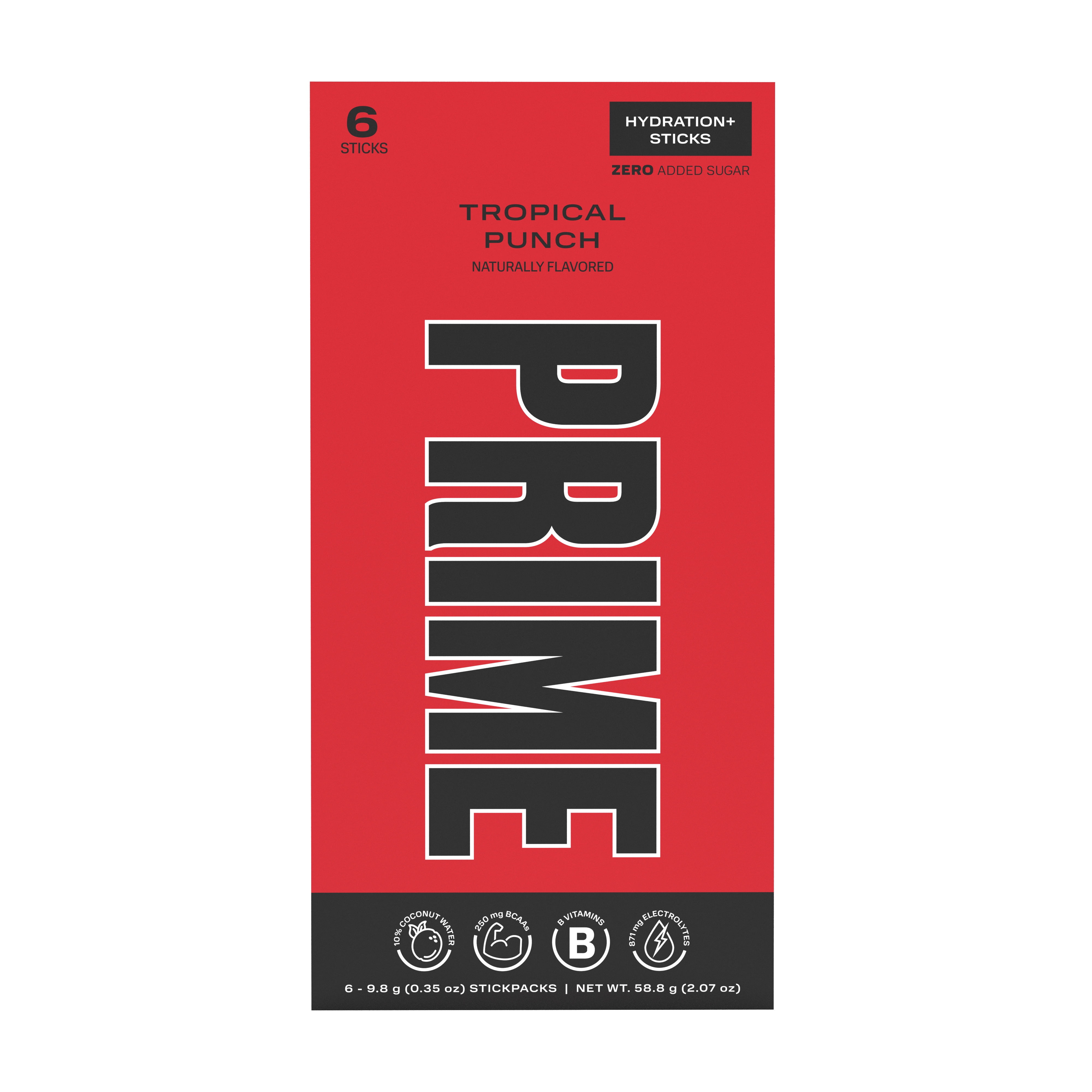 (3 pack) Prime Hydration Sticks, Tropical Punch, 6 Count, Electrolytes, Zero Sugar