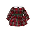 thumbnail image 3 of uukiA Infant Baby Girl Plaid Fit Round Neck Long Sleeve Belted Casual Mini Dress, 3 of 5