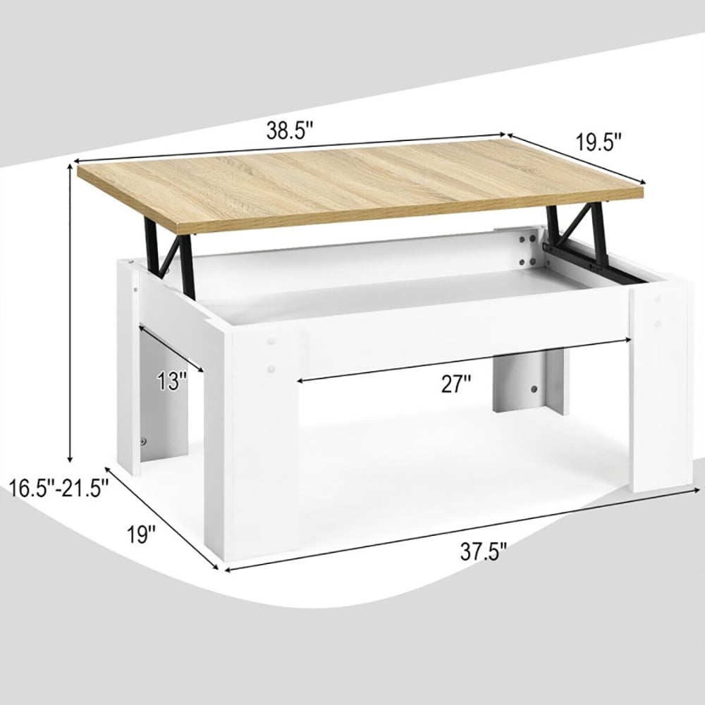 Finihen Coffee Table, Lift Top Coffee Pop-UP Cocktail Table-Brown, for Living Room, Reception Room, Office, White Finihen Coffee Table, Lift Top Coffee Pop-UP Cocktail Table-Brown, for Living Room, Reception Room, Office, White