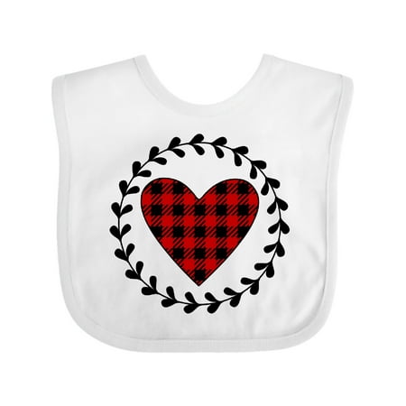 

Inktastic Valentines Day Buffalo Plaid Heart Gift Baby Girl Bib