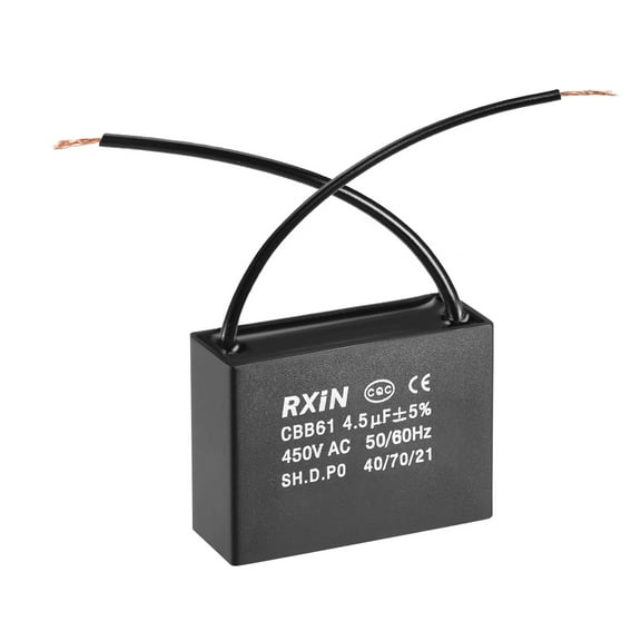 Uxcell 47x17.5x34.5mm 4.5uF 450V AC 2 Wires CBB61 Ceiling Fan Capacitor