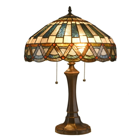 Lighting COURTLAND Tiffany-style 2 Light Mission Table Lamp 16" Shade