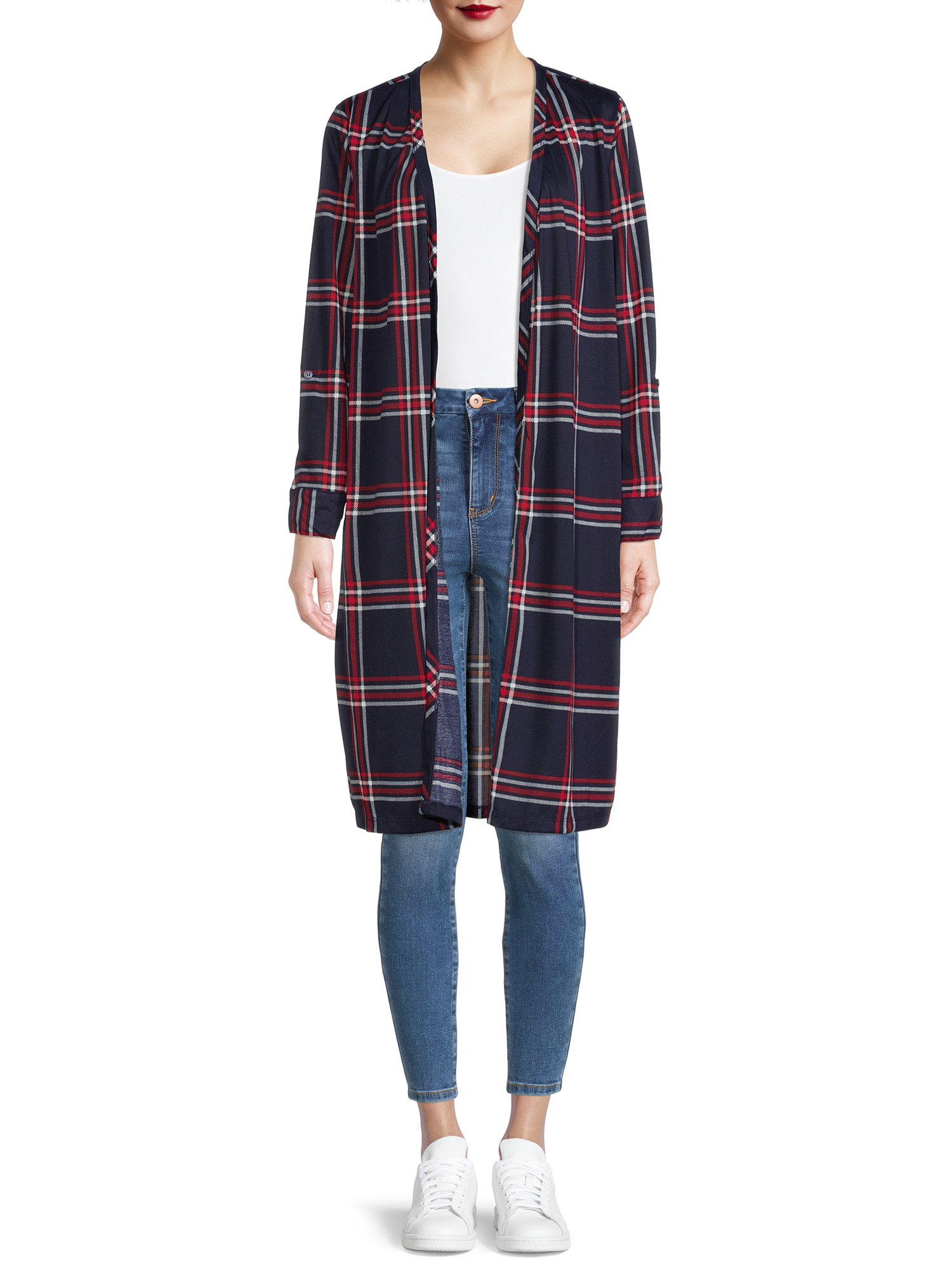 New York Laundry New York Laundry Women's Long Sleeve Plaid Cardigan
