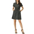 thumbnail image 2 of INSPIRE CHIC Women's Casual Button Front Summer Short Sleeve Dresses XL Black, 2 of 6