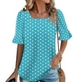 thumbnail image 2 of Wensltd Women's Summer Loose Blouses Printed Ruffled Sleeve Square Neck Top, 2 of 6