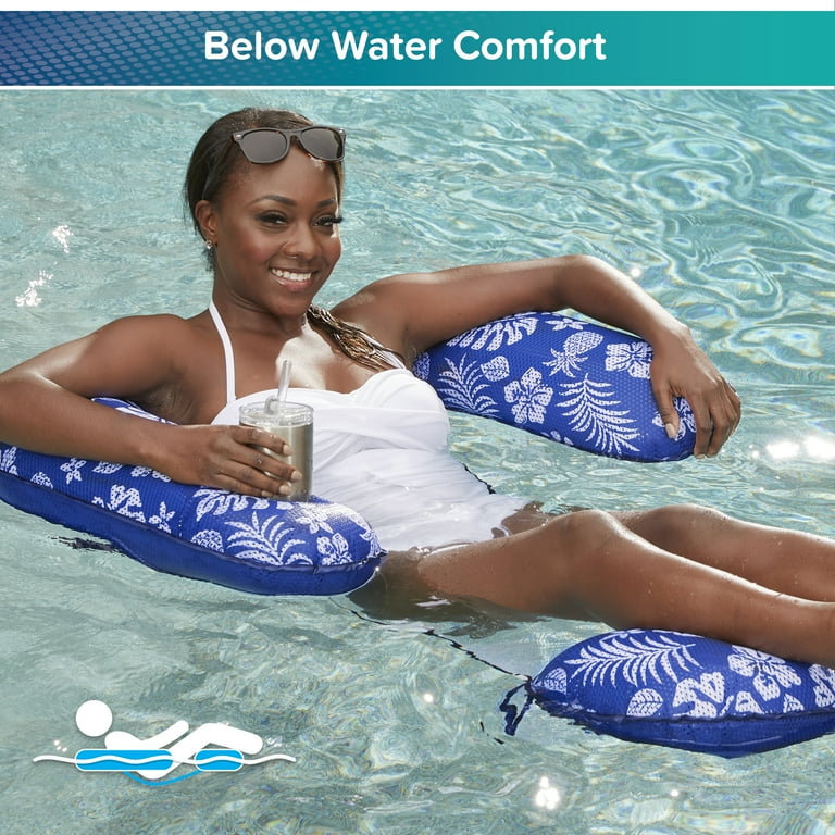 AQUA Inflatable Teen and Adult WML15347 3 in 1 Lounge Chair Royal Blue