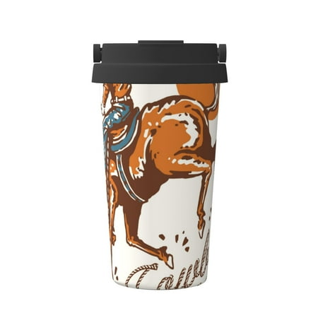 

KLL Cowboy Riding Horse Pattern Stainless Steel Vacuum Insulated Tumbler - Carry Insulated Coffee Mug - Reusable Insulated Cold Brew Iced Coffee Cup Thermos