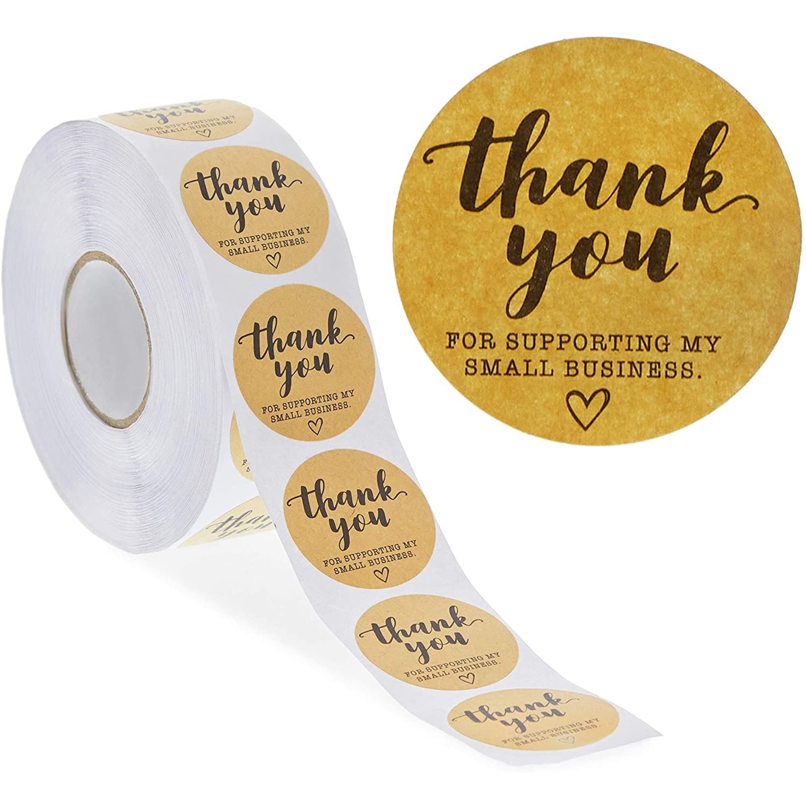 White, 1.5 Inch 500 Thank You Labels Per Roll Printed Thank You for Supporting My Small Business Stickers with Hearts 1.5 Round Thank You Stickers