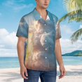 thumbnail image 2 of KLL Men's Hawaiian Shirt Short Sleeve Button Down Beach Shirts-Cute Cloud Cat, 2 of 5